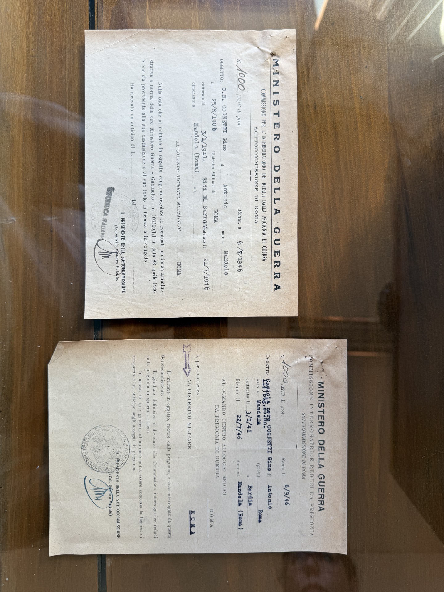 Documenti del Ministero della Guerra