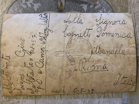 Retro della cartolina con i dati del campo di prigionia