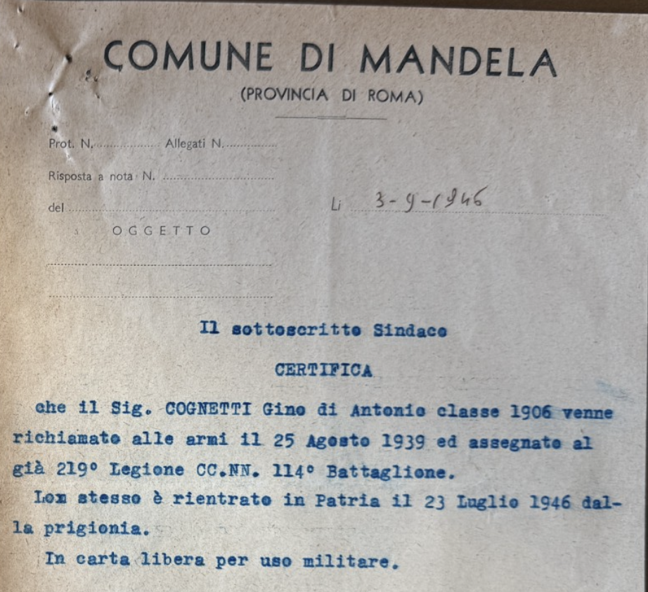 Certificato del comune di appartenenza