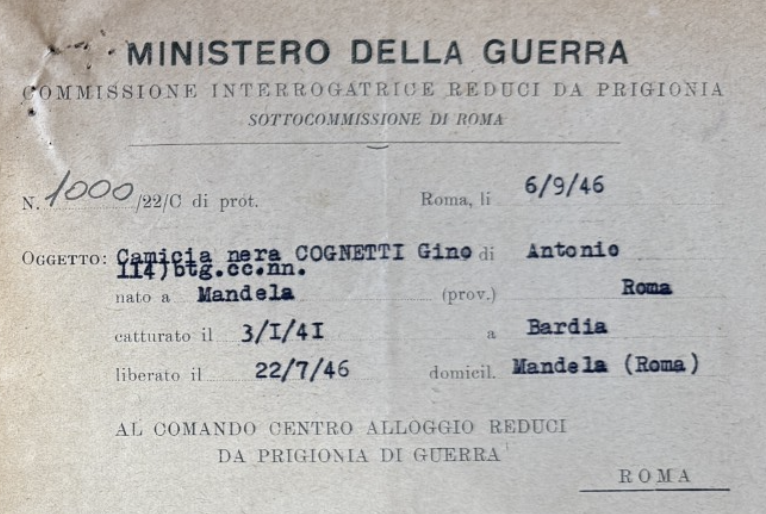 Documento di interrogatorio al rimpatrio