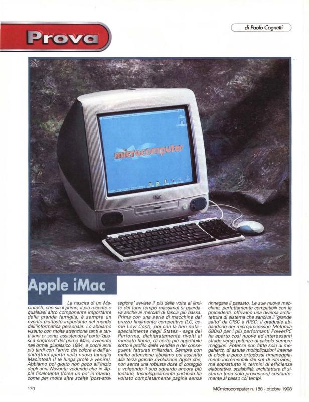 Articolo MCmicrocomputer su Apple iMac