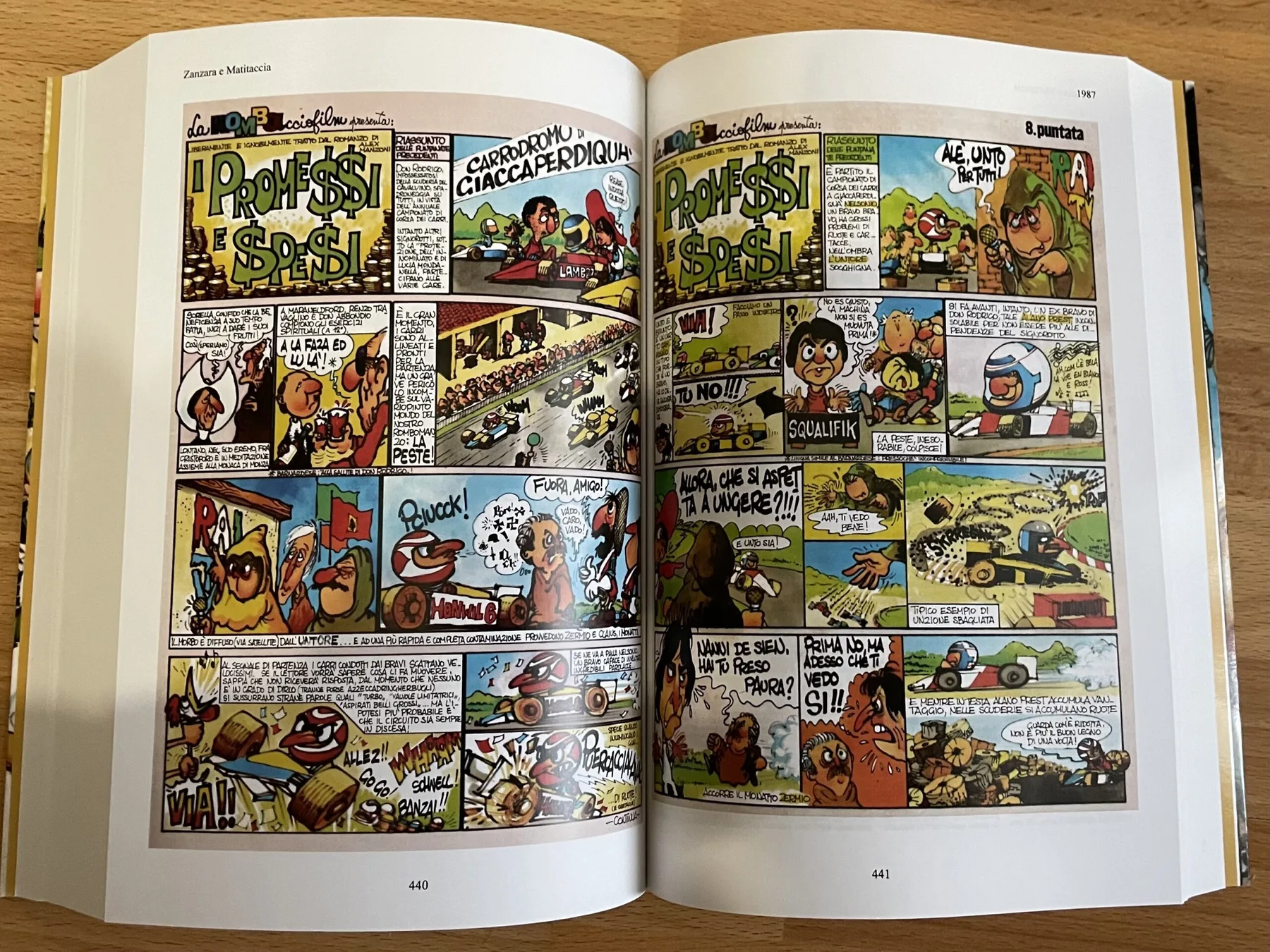 Pagina del libro dedicata al 1987, il fumetto «I Prome$$i e $pe$i», 8. puntata